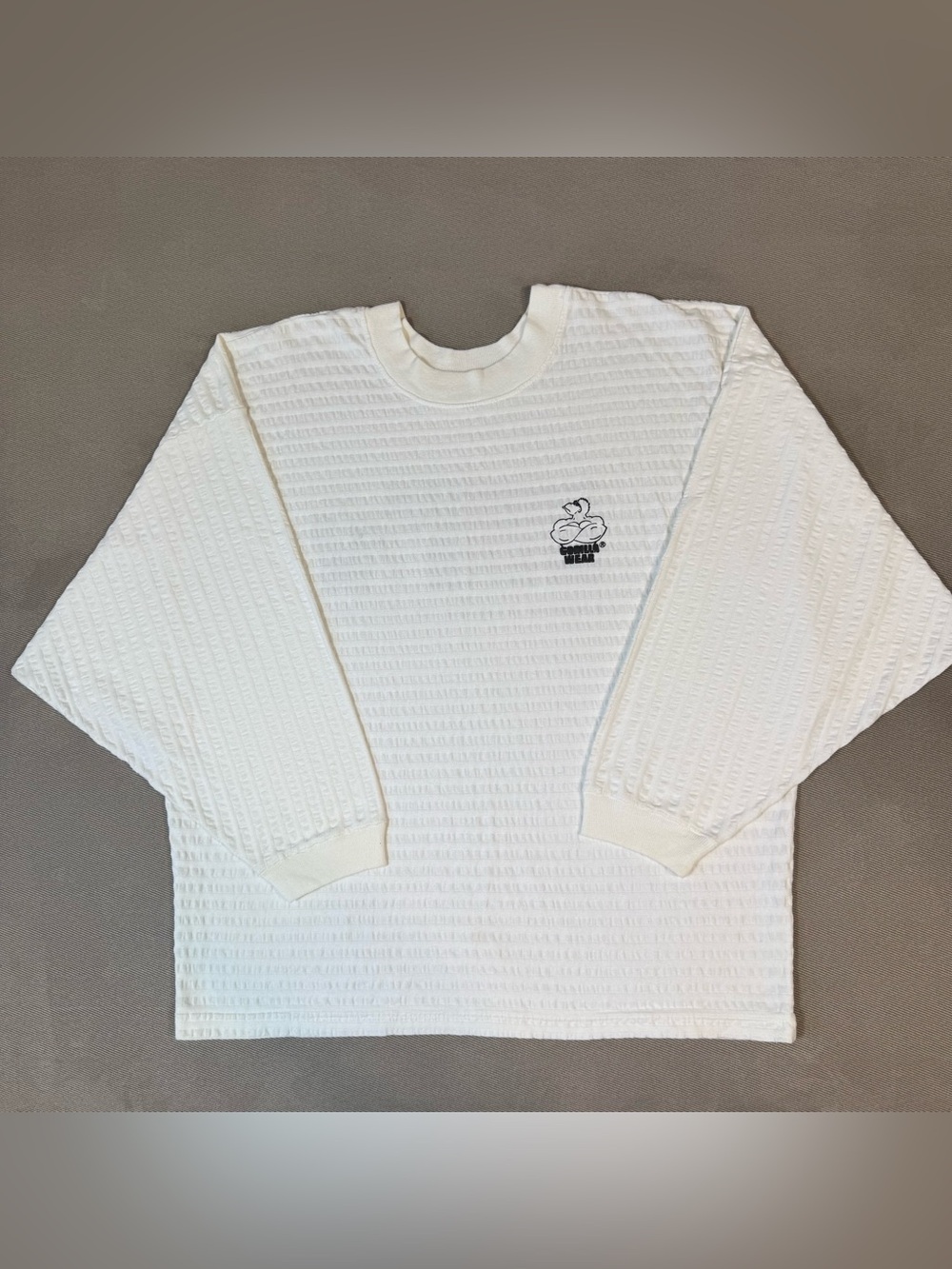 Vintage Gorilla Wear Body Builder Pullover Sweatshirt White Textured One Size